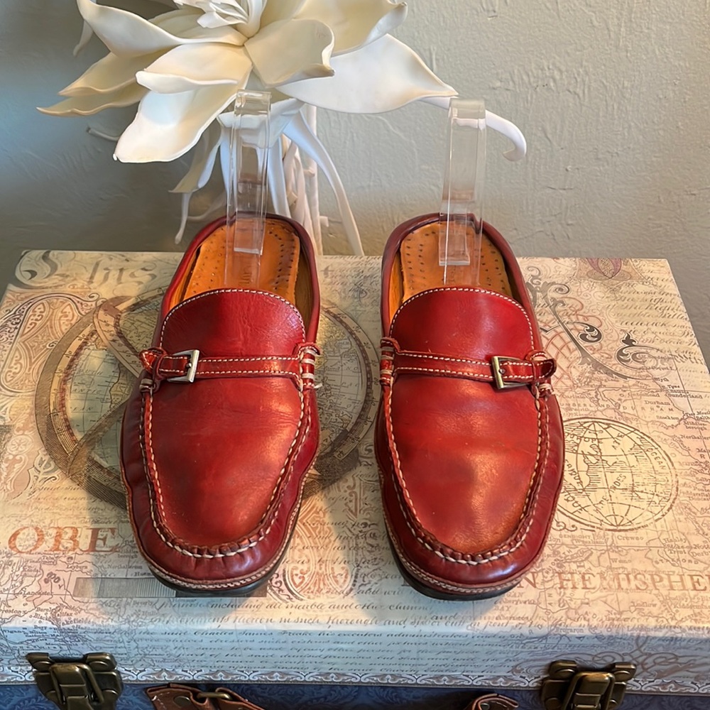 Cole Haan Country Red Leather Loafers Size 8 1/2  Made in Brazil